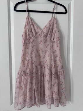 Pink Floral Spaghetti-Strap Sundress